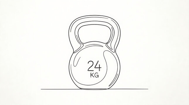 Single kettlebell weight with 24 kg label sketch for fitness and strength training kettlebell exercise strength training equipment