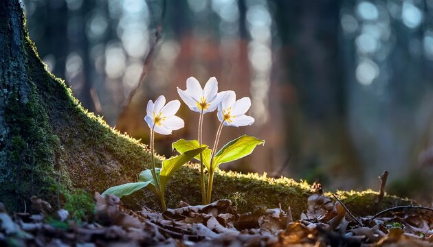 Bloodroot In The Woods Forest Wildflower