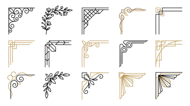 Elegant Decorative Corner Elements for Design Projects.