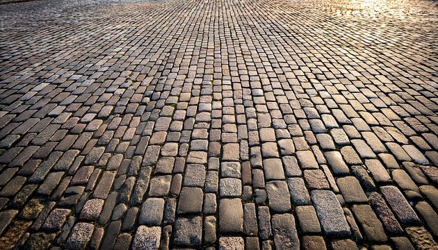 Old Square Cobble Stone Paving Perspective Background