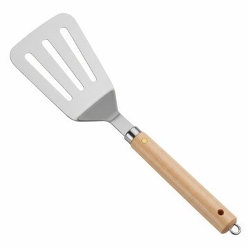Silver spatula with wooden handle and metal ring
