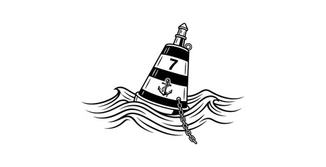 Retro Nautical Buoy with Number 7 and Anchor Vector Illustration © Arus LMH