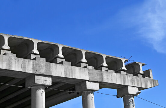 Old abandoned, unfinished overpass in Chisinau