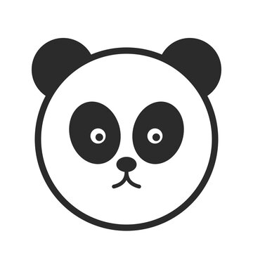 Cute cartoon panda face illustration. Adorable black and white bear mascot vector design for branding and kids.
