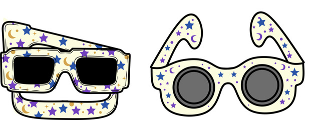 Retro paper solar eclipse viewing glasses vector sticker illustration © Fariz Creative