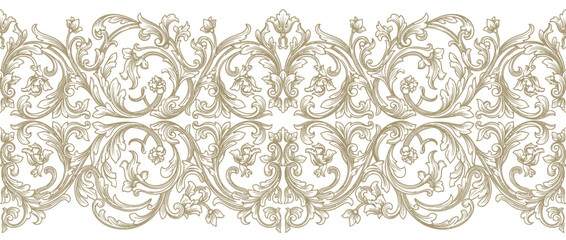 Obraz premium Elegant Golden Floral Ornament Border - Vintage Scrollwork Design