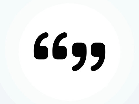 A perfect black large double quotation mark symbol on a nice white background