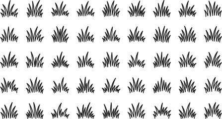 Fototapeta premium Grass tuft icon set with hand drawn doodle line art tufts black plant silhouette elements for landscape graphic design