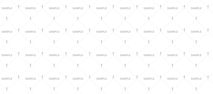 Watermark sample pattern with diagonal dotted lines and exclamation marks. Seamless overlay texture on white background