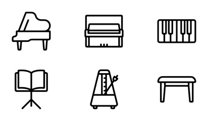 Piano Icons Set, Music Instruments Collection, Vector Graphics © Mahima