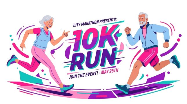 City marathon 10k run event poster for may 25th