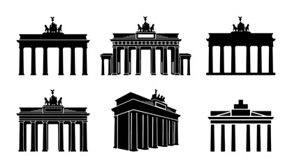 Brandenburg Gate Silhouettes: Iconic Architecture Vector Collection © Jahir