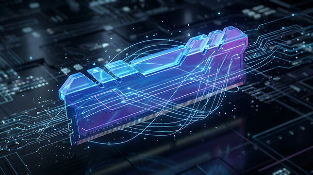 Digital Computer Memory Module Featuring Advanced Glow Circuitry and High Speed Data Processing Architecture Concept