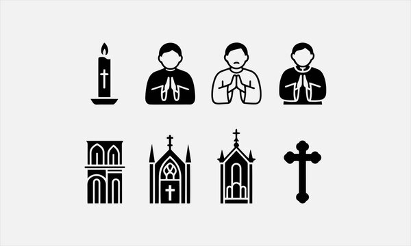 Jewish religious items black and white vector icon set vector illustration