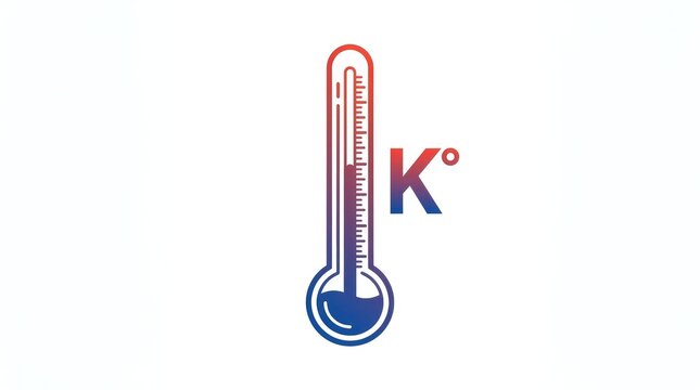 Thermometer icon with kelvin symbol temperature measurement and scientific illustration for educational resources