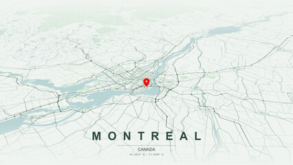 Modern minimalist vector map of Montreal, Quebec. High-quality scalable illustration of Montreal island geographic boundaries, Saint Lawrence River and Ottawa River shoreline for posters design. © AliRza