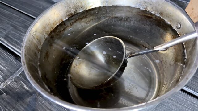 Sauna Bucket Full of fresh Water Close-up