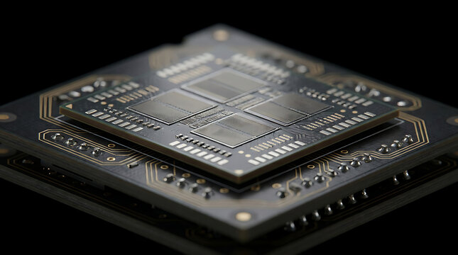 High Performance Modern Processor Chip Mounted on a Complex Electronic Circuit Board for Computing Technology