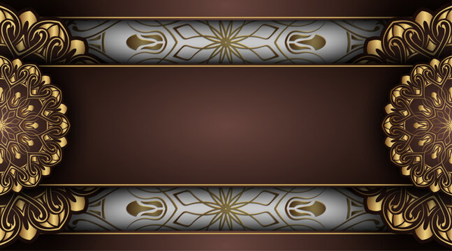 Luxury brown background with gold mandala ornament