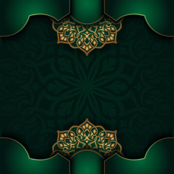 Luxury green mandala background, round decoration