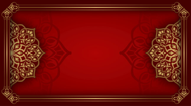 Simple mandala background, with gold border