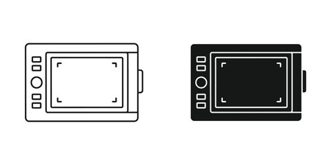 Digital drawing tablet with stylus and buttons in flat design on white background for graphic design © EliachStock