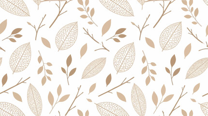 Seamless brown leaf and branch pattern background. © satrio94