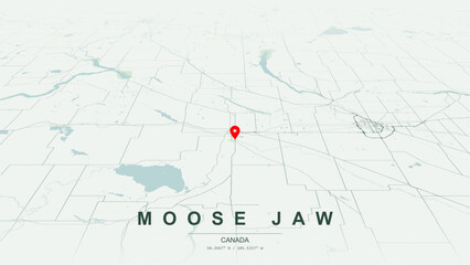 Modern minimalist vector map of Moose Jaw, Saskatchewan. High-quality scalable illustration of Moose Jaw geographic boundaries, Wakamow Valley and Moose Jaw River for posters design. © AliRza