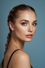 Fototapeta premium Close‑Up Beauty Shot Featuring Smooth Skin and Natural Makeup
