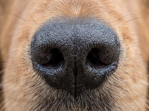 Extreme close up of a cute dog nose