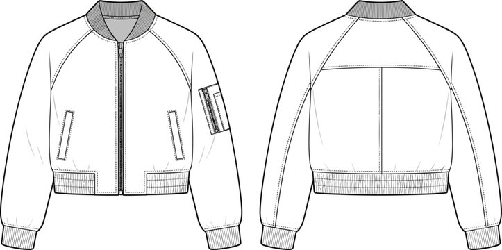 Technical fashion sketch of a long sleeve blouse with a draped cowl neckline, front and back view