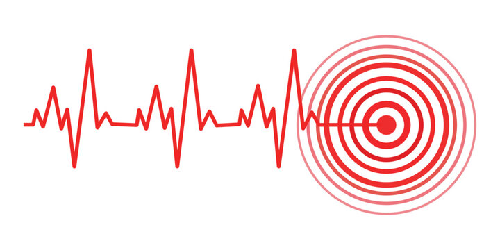 Earthquake Seismic Wave Monitoring Icon. Editable line icons. Vector illustration.