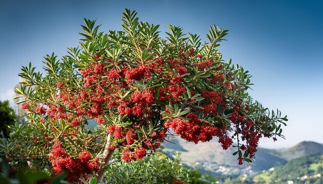 Mastic Tree With Red Berries