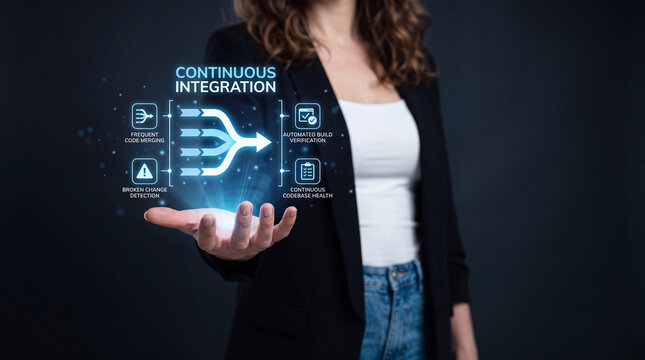 Continuous Integration Software Development Hologram Concept
