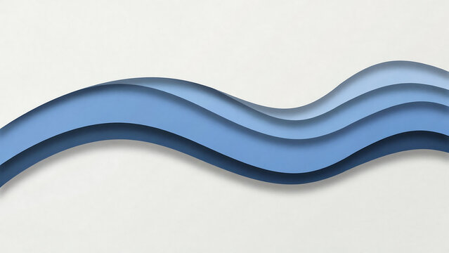 Modern Abstract Blue Wavy Layered Background with Paper Cut Effect
