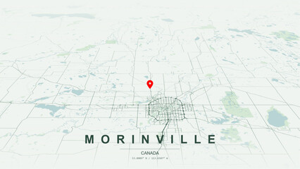 Modern minimalist vector map of Morinville, Alberta. High-quality scalable illustration of Morinville geographic boundaries within the Edmonton Metropolitan Region for posters design. © AliRza
