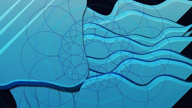 Cinematic scene with harmonic 3D abstract lines and shapes in motion