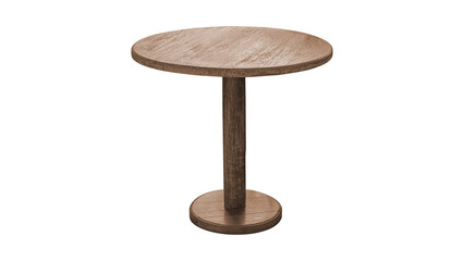 Round rustic wooden table isolated. Textured tree trunk pedestal table PNG cutout. © Nasreen Akhtar