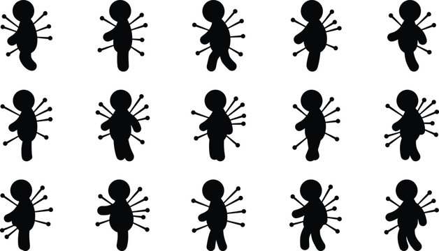 Halloween vector editable bundle voodoo doll silhouettes for spooky designs halloween graphics