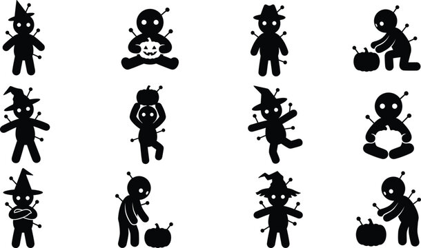Halloween vector editable bundle spooky voodoo doll collection for festive designs crafts
