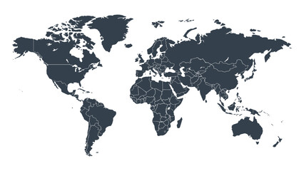 World map with country borders on white background for global navigation and geography reference purposes easily © Kumot Roy