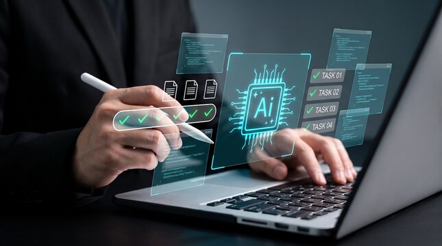 AI software development workflow with intelligent coding assistant and task progress tracking for automated business logic and project productivity optimization