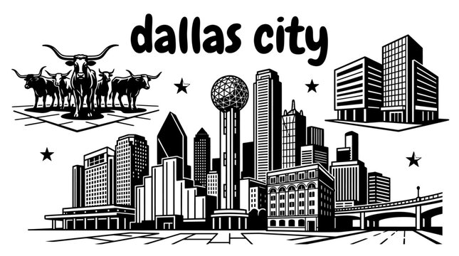 dallas city skyline urban architecture downtown landmark travel tourism america usa landscape metropolitan modern historic destination famous district with texas reunion tower sunset