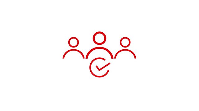 Identification access concept man icon animation on black background. right or wrong mark icon animation, membership line icon on white background. Motion graphics of businessman icon.