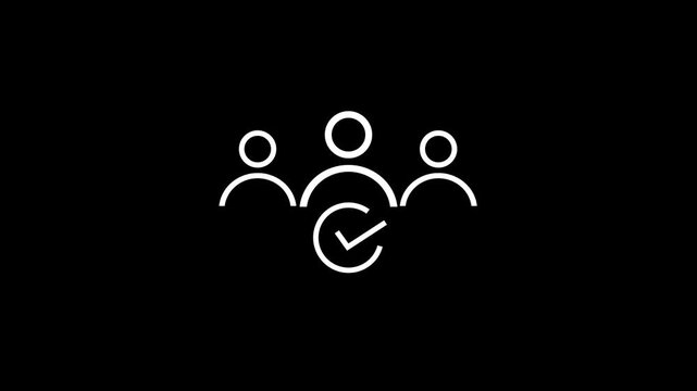 Identification access concept man icon animation on black background. right or wrong mark icon animation, membership line icon on white background. Motion graphics of businessman icon.