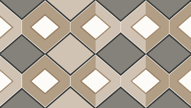 Seamless Geometric Diamond Tile Pattern Vector in Beige and Gray Stone Texture for Modern Background