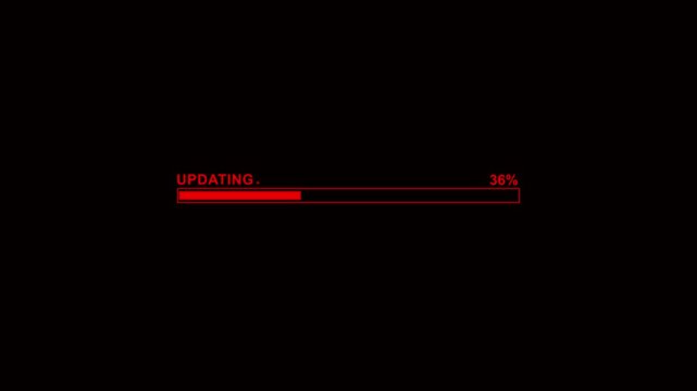 Red System Update Progress Bar Animation | Futuristic Software Updating Interface | Digital HUD Motion Graphics Loop