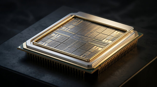 Detailed macro view of a high-performance memory module, illustrating the intricate architecture of modern data storage technology