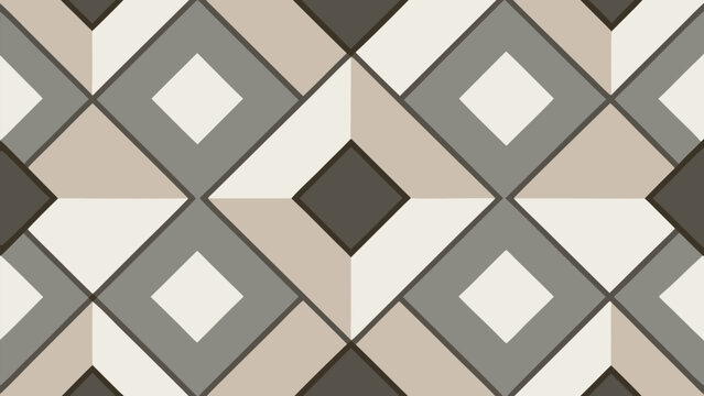 Seamless Geometric Diamond Tile Pattern Vector in Beige and Gray Stone Texture for Modern Background