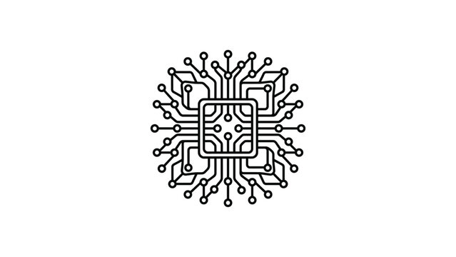 Microchip Circuit Board Technology Icon Digital Data Processing Abstract